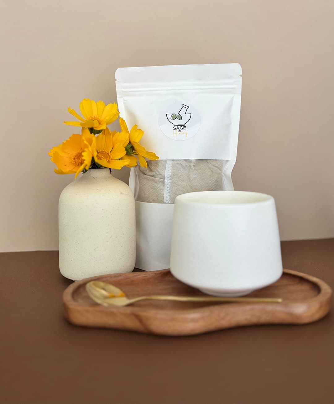 SlumberCup Tea, 15 tea bags - front view decorated